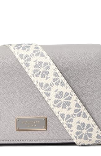 kate spade new york Women's Liv Small Flap Crossbody, Nimbus Grey With Webbed Strap, One Size