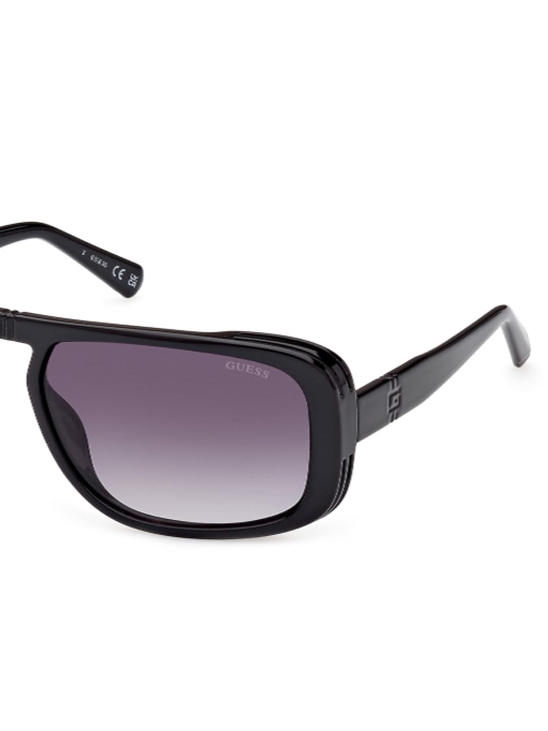 Guess sunglasses| 100% UV protected | Gradient | Full Rim | Rectangular | Men | Large | Shiny Black Polycarbonate Frame | Smoke Gradient Lens