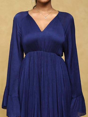 Ritu Kumar Blue Solid Satin Long Dress