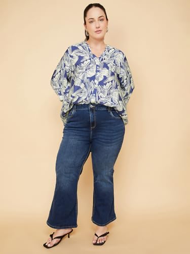 Max Women Printed Shirt (Blue_XXL)