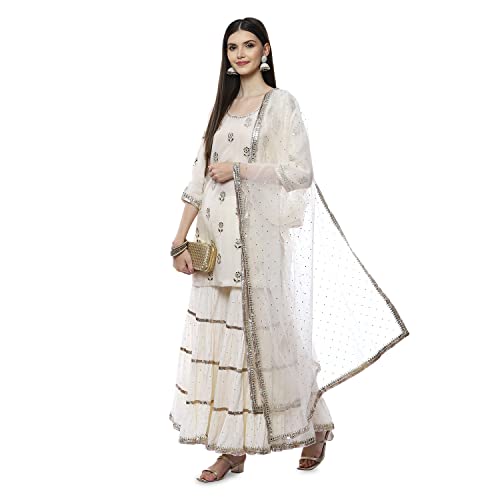 BIBA WOMEN EMBROIDERY RELAXED SALWAR KURTA DUPATTA(SKDKINARI7948_IVORY_42)