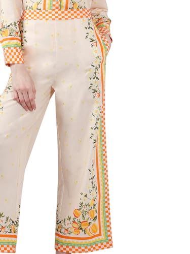 VERO MODA Women's Straight Fit High Rise Yellow Pants