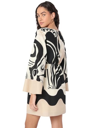 VERO MODA Women's Fit and Flare Beige Dress