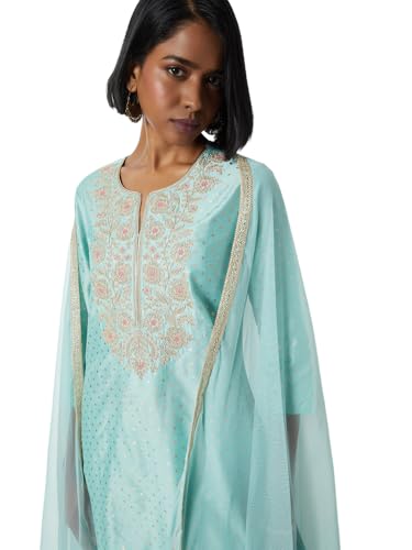 Max Women's Polyester Blend Kurta Set (CTKST54125_Blue