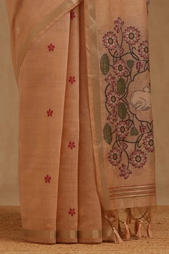 Soch Womens Beige Chanderi Woven Design Saree