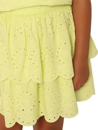 VERO MODA Girls Embroidery Cotton Thigh Length Green Layered Skirt