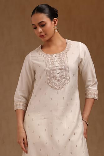 Soch Womens Off White Gadwal Embroidered Kurta Set With Thread Work