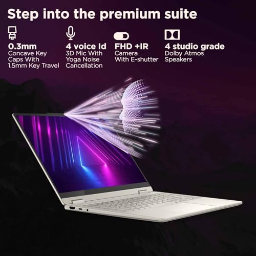 Lenovo Yoga 7 2-in-1 Intel Core Ultra 7 256V,Copilot+ AI PC(16GB RAM/1TB SSD/14(35.5cm) WUXGA OLED/47 Tops/Win 11/Office Home 2024/Digital Pen/1Yr ADP/Seashell/1.38Kg), 83JQ000VIN Convertible Laptop