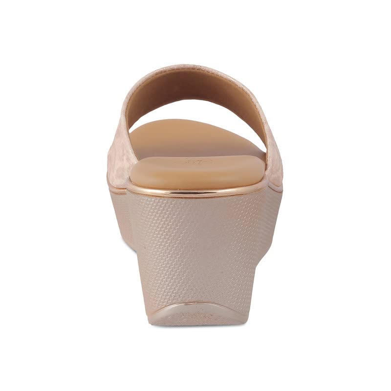 tresmode 239-SAMANTHA CHAMPAGN Women Dress Wedge Sandals EU/38 UK/5