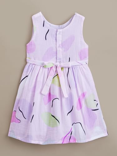 Hopscotch Girls Pink Sleeveless Abstract Casual Dress for Ages (6-7 Years)