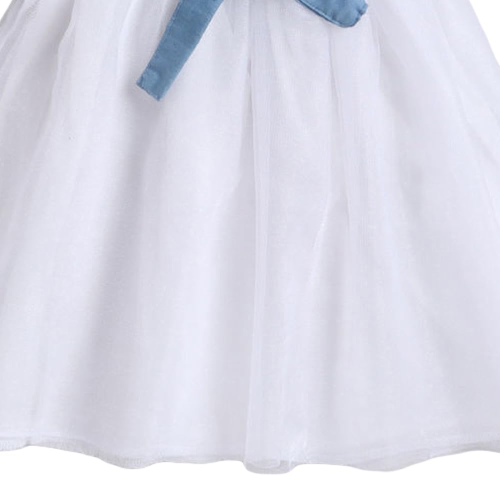 Hopscotch Girls Cotton Solid Cold-Shoulder Sleeves A-line Casual Dresses In Blue Color For Ages 4-5 Years (EWE-3113585)