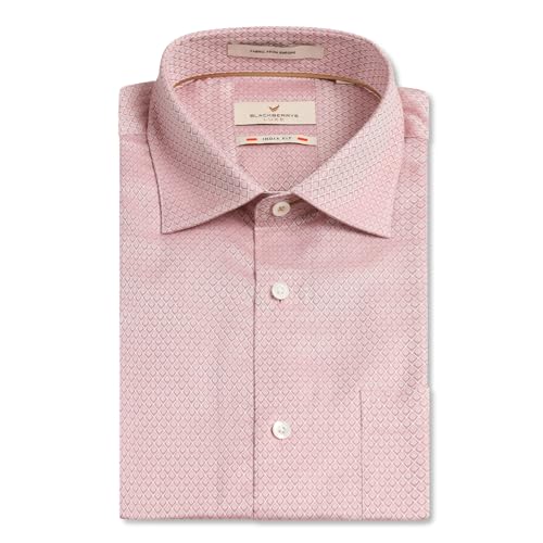 blackberrys Men Pink Luxe India Slim Fit Shirt | Soft Pink Solid Shirt with Full Sleeves, Tailored Profile and Refined Professional Styling | Size 39
