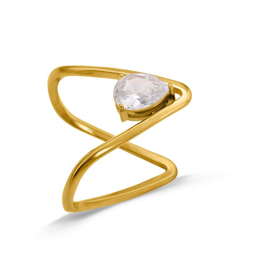 PALMONAS Trendy Vee Ring (Size-8) for Womens - Waterproof & Anti-Tarnish