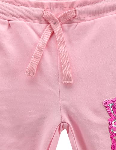 U.S. POLO ASSN. Girls Flip Sequin Cotton Joggers Pink