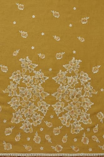 Soch Womens Mustard Mul Chanderi Embroidered Unstitch Dress Material With Thread Work