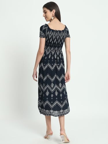 veldress21 Women Knee Length Dress Short Stylish Beachwear Casual Summer Dress Trendy Collage Regular,Office Collage Wear Multicolor for Girls (M) (L, Blue)