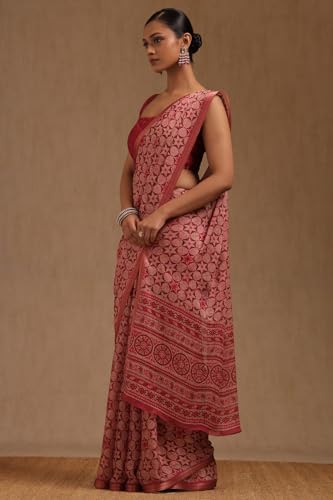 Soch Womens Wine Georgette Floral Print Saree