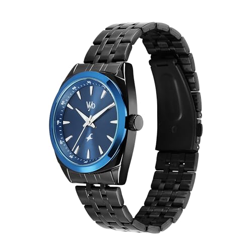 Fastrack Vyb Quartz Analog Blue Dial Black Sheet Metal Strap Watch for Men-FV30007KM02W