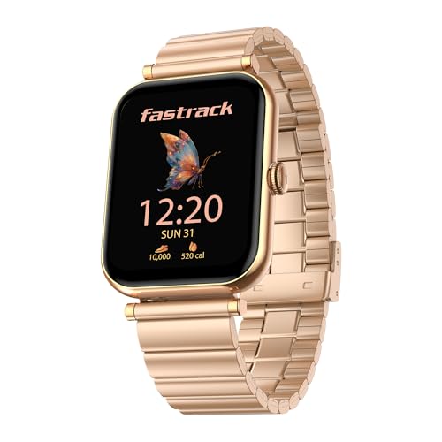 Fastrack Noir Charm Women Smart Watch 1.65" inch AMOLED Display,Sleek Design,AI Watchface & AI Chat,Functional Crown,24/7 Health Suite,BT Calling,SpO2,HRM,IP68, Multiple Menu Styles,Games - Rose Gold