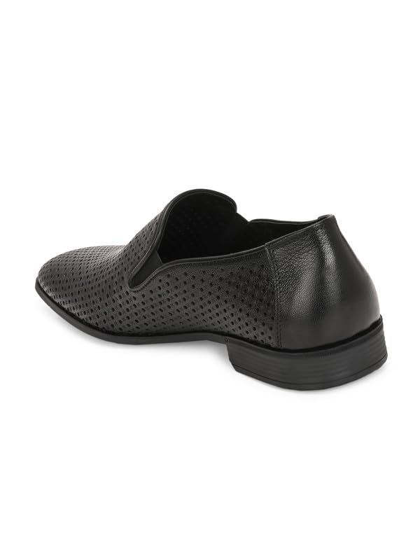 HITZ Men's Black Leather Formal Slip On Shoes - UK 7