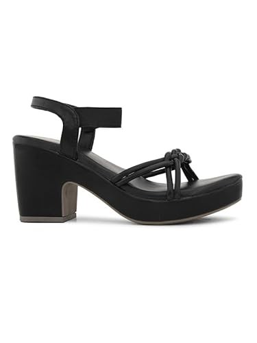 XE Looks Women's Black Wedge Sandals | Elegant Braided Strap Design with Cushioned Footbed | Lightweight Heels for Comfort & Style Sandals For Girls & Women