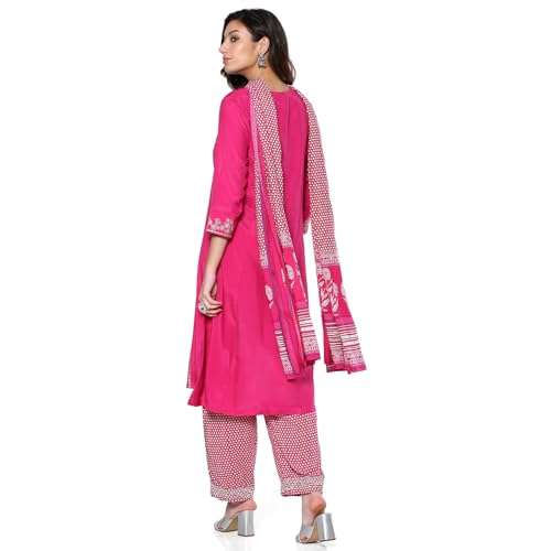 BIBA Women's Modal Kurta Sets (SKDASRT9606AW24FUS_Fuchsia