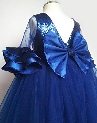 PINK WINGS Baby Girl's Royal Blue Frock (2-3 Years, Blue)