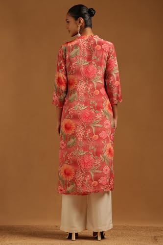 Soch Womens Blush Pink Muslin Floral Kurta