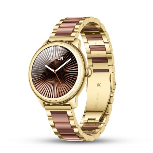 Pebble Opal Newly Launched Smart Watch for Women | Super AMOLED, Classic Design, Glossy Metallic Finish, Stainless Steel Strap, 100+ Watch Faces, Cycle & Sleep Tracking | Imperial Gold