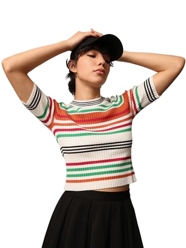 ONLY Women's Regular Fit Multicolor T-Shirt