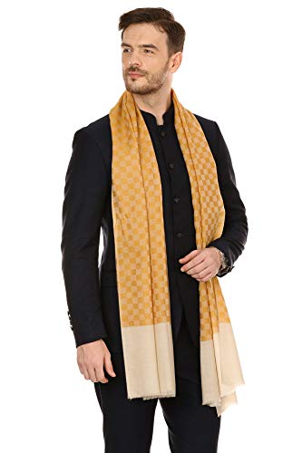 Pashtush Mens Fine Wool Reversible Muffler, Soft and Warm - Yellow