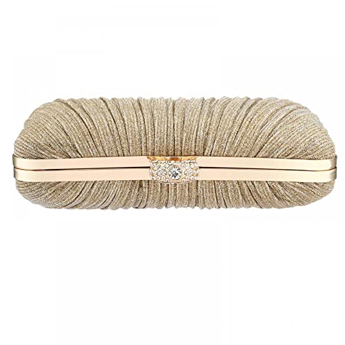 Mastyle® Pleated Glitter Clutch Bag With Metal Shimmer Lock Closure For Women