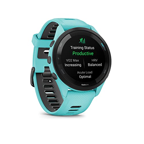 Garmin Forerunner 265 Music GPS Running Smartwatch,Amoled Touchscreen, Battery Upto 13 Days, HRV Status & Advanced Sleep Monitoring, SPO2,Morning Report, Track Running, Cross Training with Aqua Band