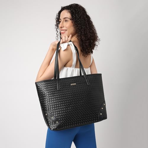 Fastrack Textured Tote | Textured Faux-Leather Tote Bag for Women | Spacious Handbag with Sturdy Handles for Work & Leisure