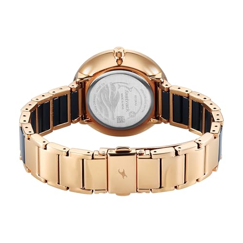 Fastrack Oceanyx - Ceramic Quartz Blue Round Dial Women's Watch | Brass Solid Links Material | Multi Color Band - 6315KD01