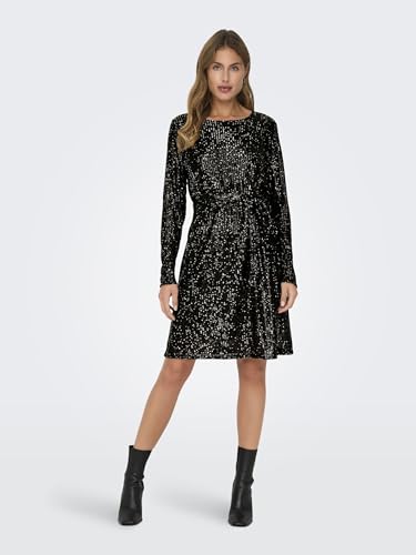 ONLY Women Shimmer Regular Fit Party Black A-line Dress