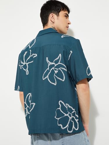 Max URB_N Men Printed Relaxed Fit Shirt(Blue_XL)