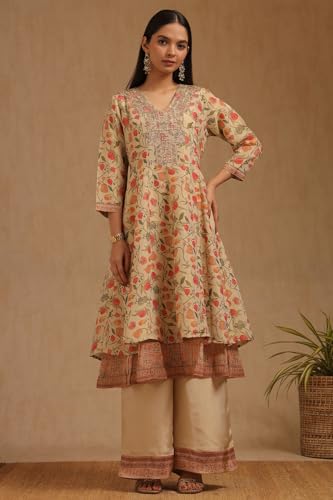 Soch Women's Tissue Salwar Suit Set (EWA5CD22270_Beige