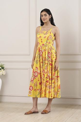 Biba Women Yellow Viscose Rayon Tiered Dress_32