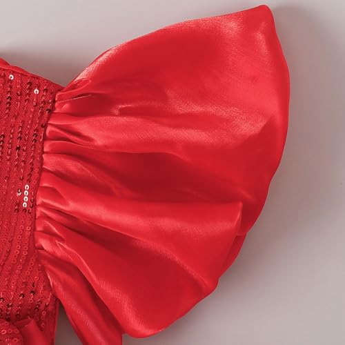 Hopscotch Girls Red Short Sleeves Sequin Bodice Flared Party Dress for Age (18-24 Months)
