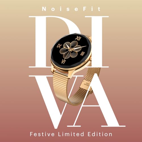 Noise Diva (Smartchoice) Smartwatch for Women with Diamond Cut Dial, Glossy Metallic Finish, AMOLED Display, New Metal Straps, 100+ Watch Faces, Female Cycle Tracker Smart Watch for Women (Rose Panel)
