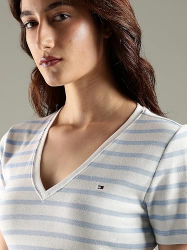 Tommy Hilfiger Cotton V-Neck T-Shirt Dress Blue