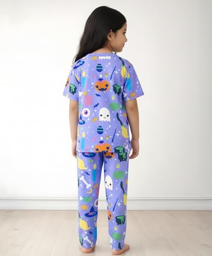 ANTHRILO Halloween Girls Short Sleeve Pyjama Set - Purple | 1-2 Years
