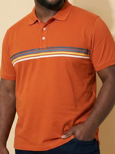 Bigbanana Men Plus Solid Orange Half Sleeve Polo Tshirt (Forge,Orange,3XL)