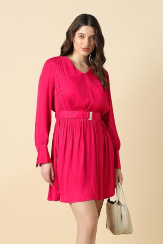 Women Pink Solid Party Dress