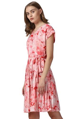Van Heusen Women's Polyester Modern Knee-Length Dress (VWDRURGFW15070_Pink