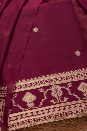 Soch Womens Wine Chanderi Woven Design Unstitched Dress Material