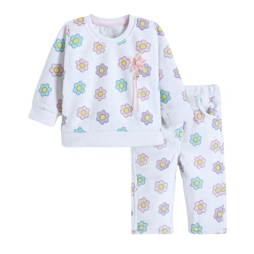 Hopscotch Girls Full Sleeves White 2-Pc Floral Pajama Set for Age (6-9 Months)
