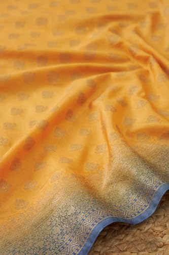 Soch Womens Mustard Silk Blend Woven Design Dupatta