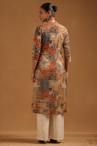 Soch Womens Multicolour Cotton Botanical Printed Kurta with Beads